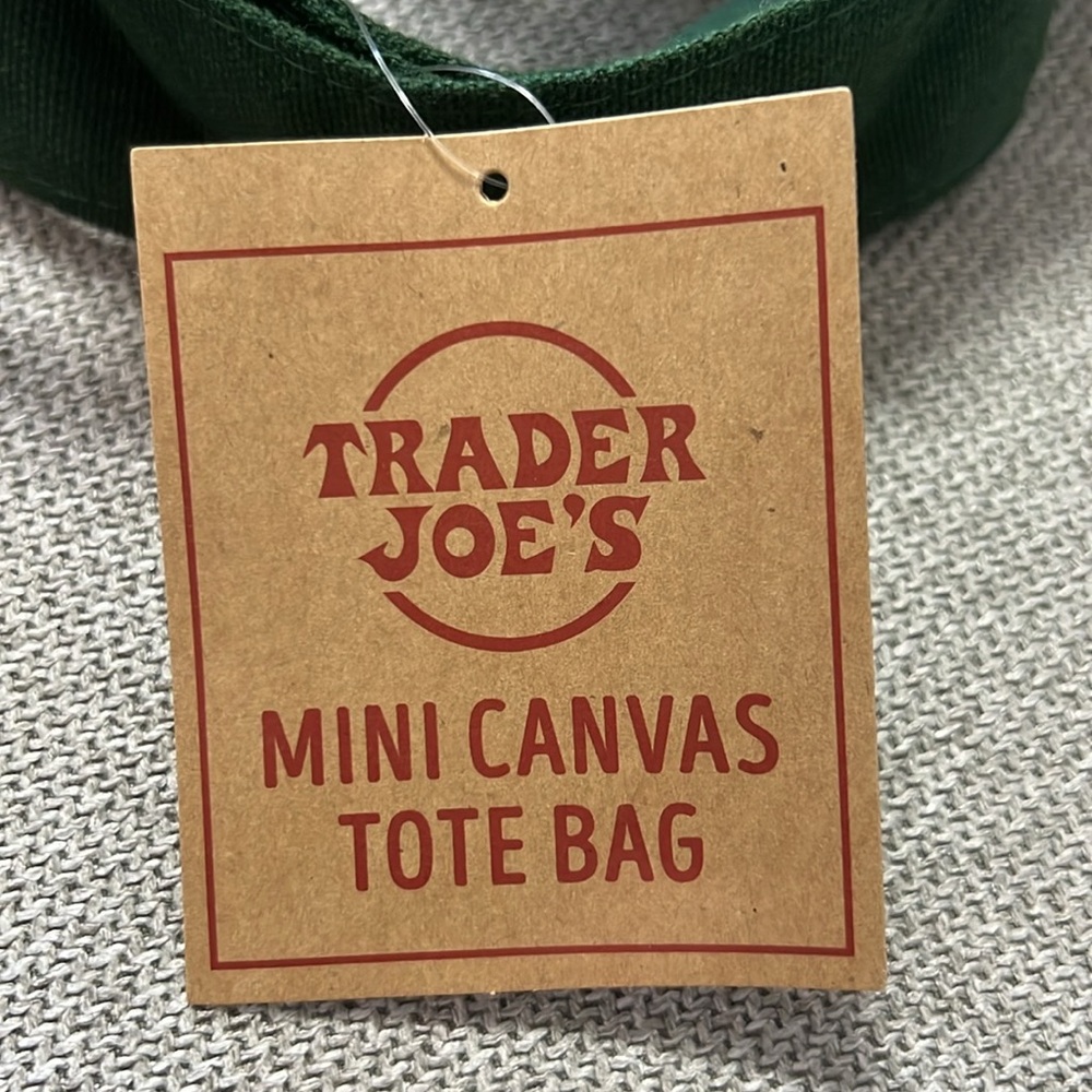 Trader Joe’s Mini Canvas Tote Bag GREEN - Picture 2 of 3